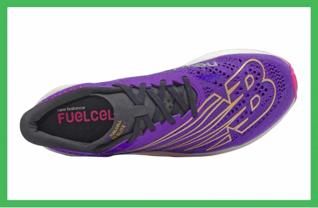 New Balance FuelCell RC Elite v2 mesh upper with thick heel collar