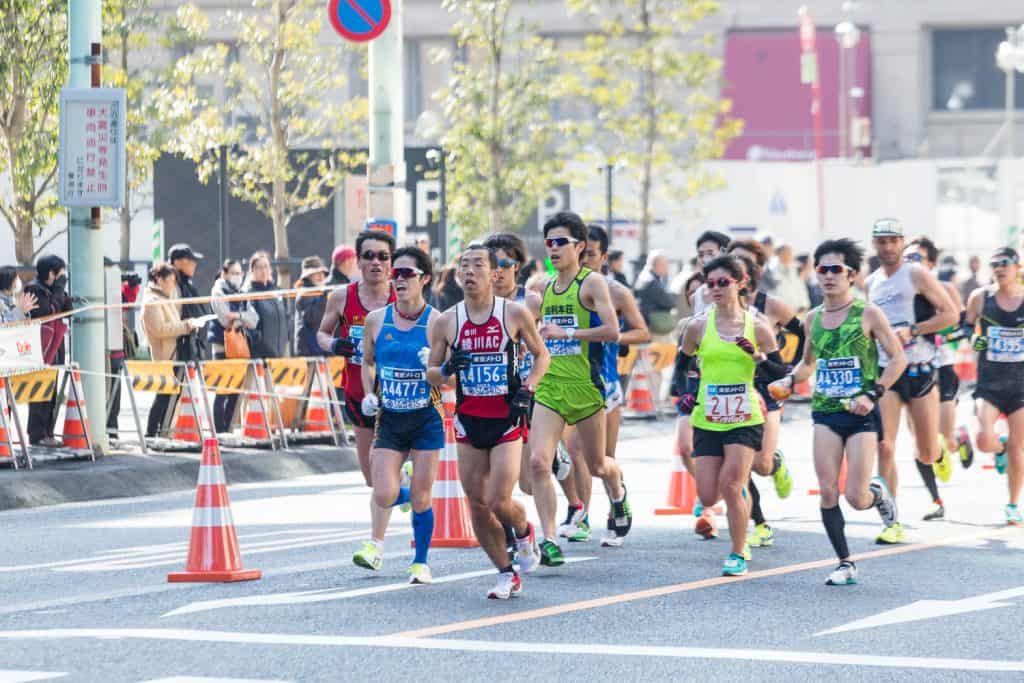 Marathoners on the street Tokyo