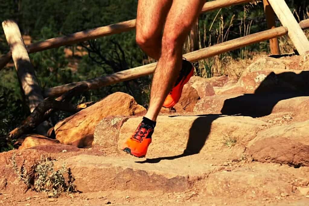 Trail runner testing the Altra Mont Blanc race shoe