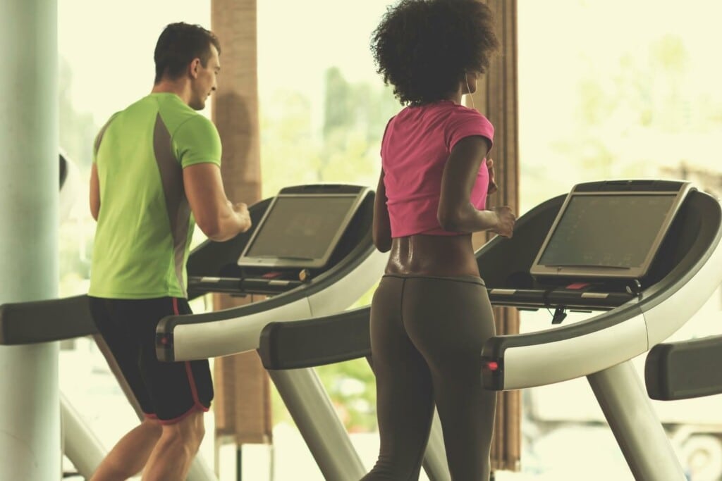 runners who run on a treadmill (they lean forward to engage the upper body)