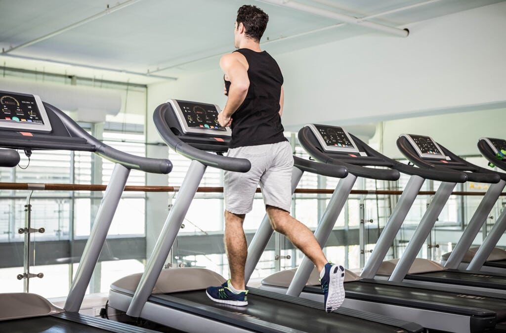 fit man running on a treadmill