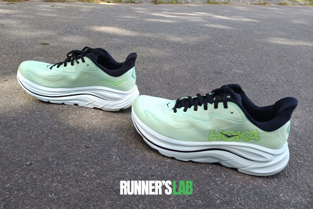 pair of road running shoes Hoka Clifton 10