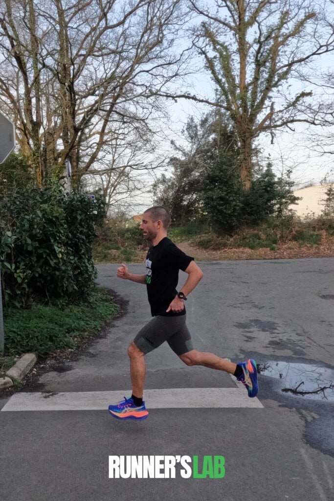 a pair of Asics Superblast 3 road running shoes on foot