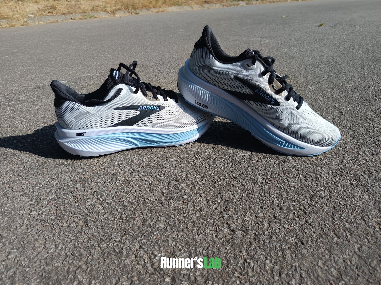 Pair of Brooks Ghost 18, side view