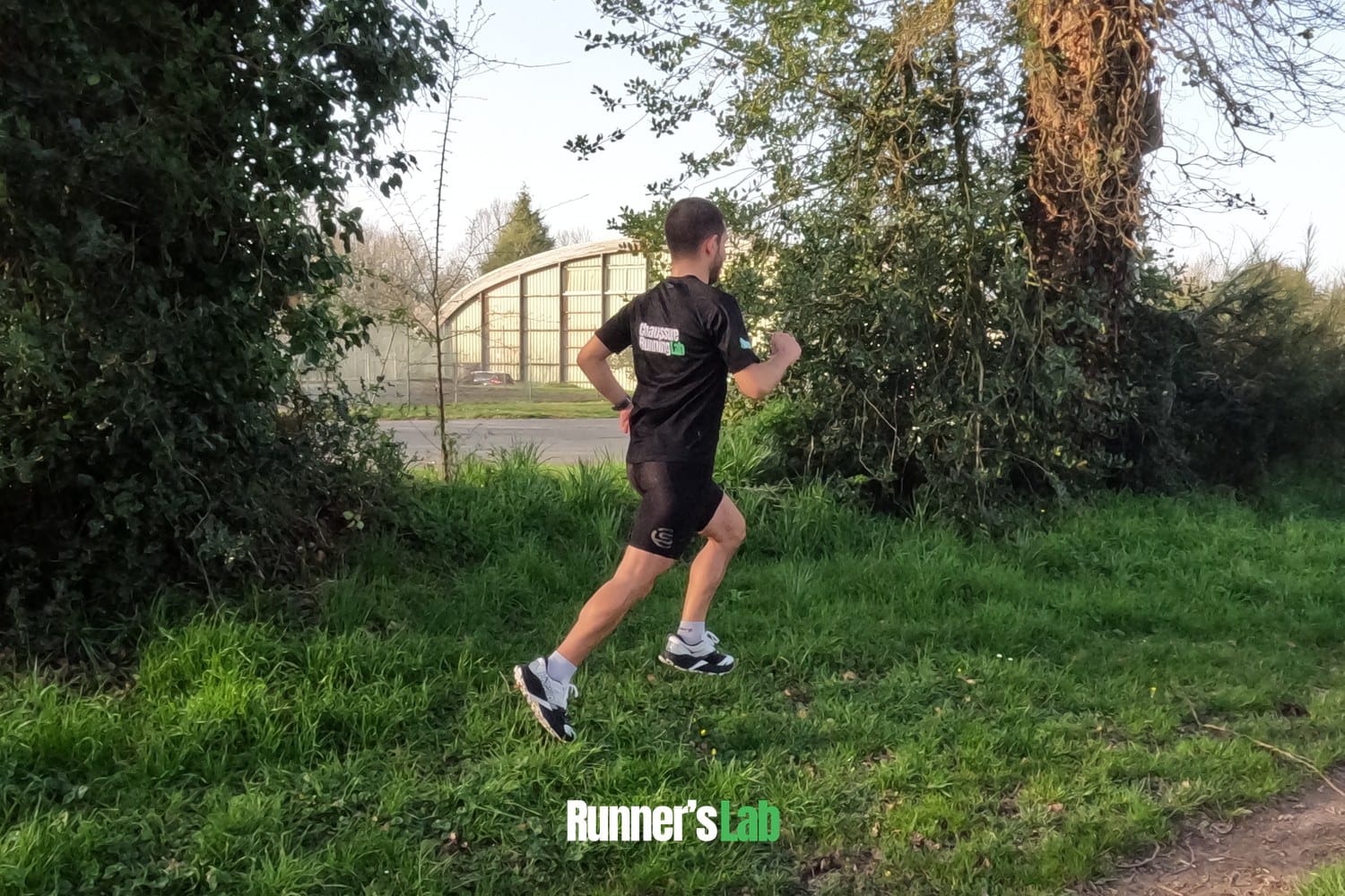 Pair of Hoka Speedgoat 7 trail shoes on feet