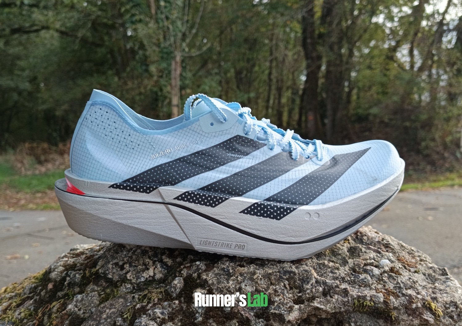 Adidas Adios Pro 5 side view with the Lightstrike Pro midsole