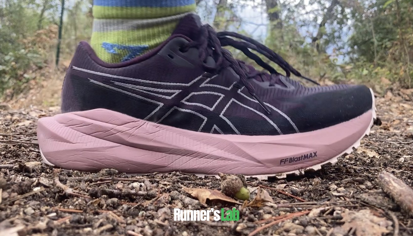 Asics Blazeblast worn on a forest path