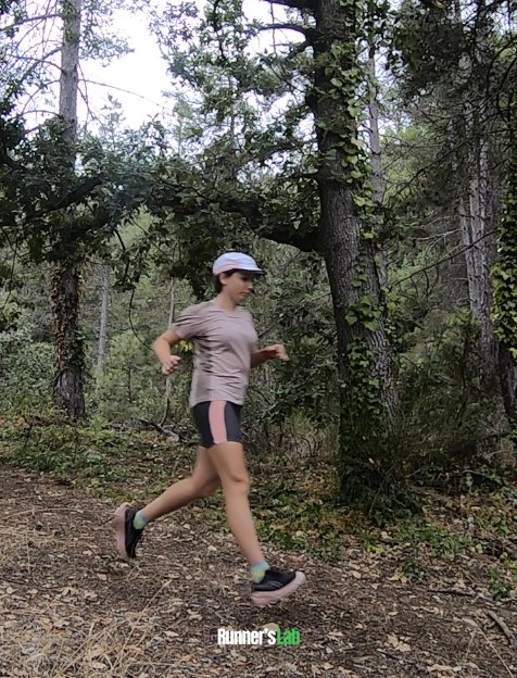 Alecsa on a forest trail in the Asics Blazeblast